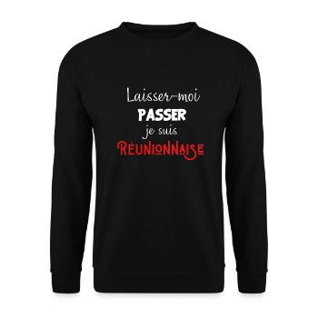 laisse-moi passer je suis réunionnaise - Sweat-shirt Unisexe - noir - Devant - Alina (178cm) & Michal (187cm)