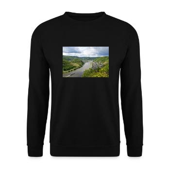 Mosel, Wein, Weinberg, Reil, Panorama - Unisex Pullover - Schwarz - Vorne - Alina (178cm) & Michal (187cm)