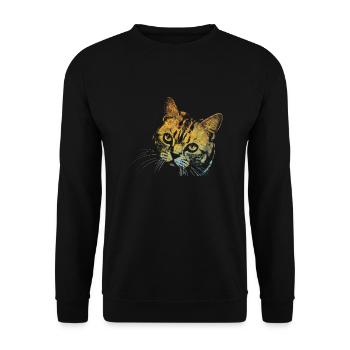 Face Cat - Unisex Sweatshirt - black - Front - Alina (178cm) & Michal (187cm)