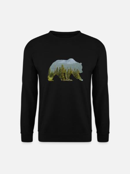Bär im bergigen Wald Silhouette - Unisex Pullover - Schwarz