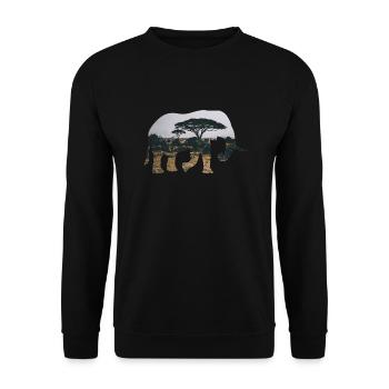 Elefant Savanne Silhouette - Unisex Pullover - Schwarz - Vorne - Alina (178cm) & Michal (187cm)