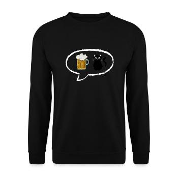 Pensées Bulle: Bière et Chat - Sweat-shirt Unisexe - noir - Devant - Alina (178cm) & Michal (187cm)