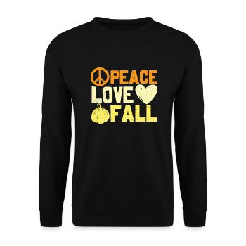 Peace Love Fall Happy Fall - Unisex Sweatshirt - black - Front - Alina (178cm) & Michal (187cm)