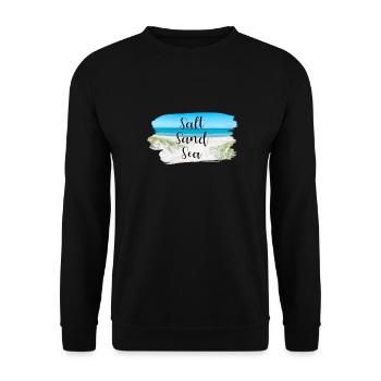 Salt Sand Sea Küste Sprüche Sommer Sonne Meer - Unisex Pullover - Schwarz - Vorne - Alina (178cm) & Michal (187cm)