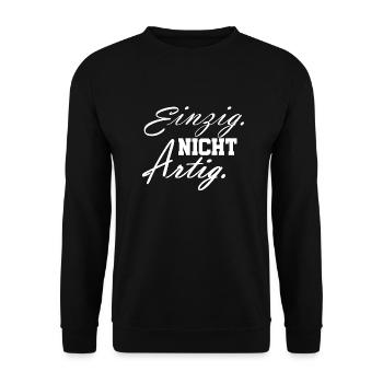 einzig nicht artig - Unisex Pullover - Schwarz - Vorne - Alina (178cm) & Michal (187cm)