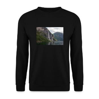 Seven Sisters Waterfall at the Geiranger fjords - Unisex Pullover - Schwarz - Vorne - Alina (178cm) & Michal (187cm)
