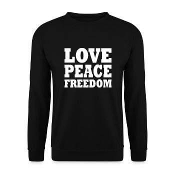 Love peace freedom - Unisex Pullover - Schwarz - Vorne - Alina (178cm) & Michal (187cm)