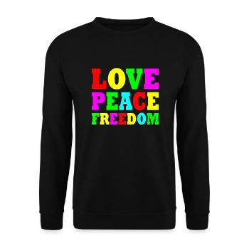 Love peace freedom - Sweat-shirt Unisexe - noir - Devant - Alina (178cm) & Michal (187cm)