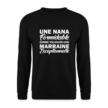nana formidable - marraine exceptionnelle - Sweat-shirt Unisexe - noir - Devant - Alina (178cm) & Michal (187cm)