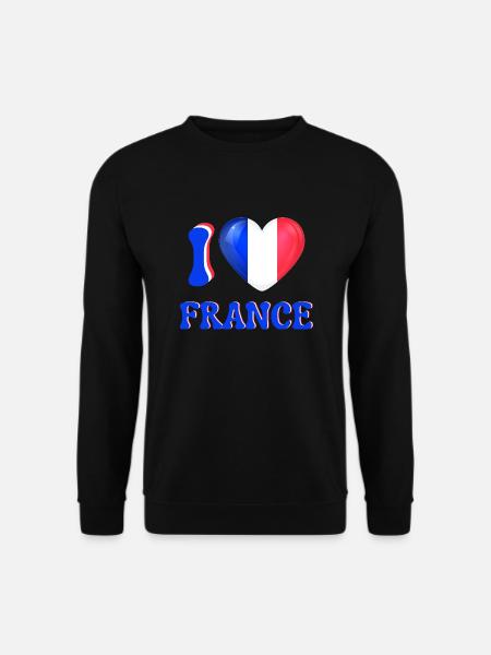 I love France Blue White Red Flag Heart - Unisex Sweatshirt - black