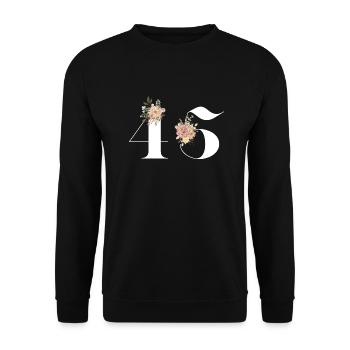45th Anniversary Flowers (Gift of 45 years) - Unisex Sweatshirt - black - Front - Alina (178cm) & Michal (187cm)
