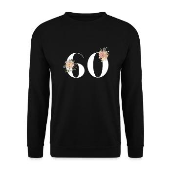 60e anniversaire fleuris (Cadeau de 60 ans) - Sweat-shirt Unisexe - noir - Devant - Alina (178cm) & Michal (187cm)