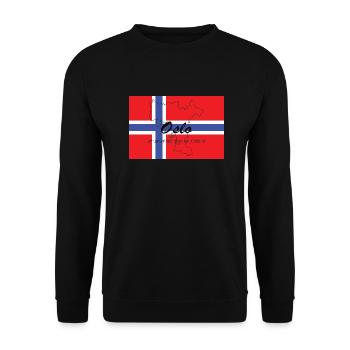 Oslo - Hauptstadt mit GPS & Flagge - Unisex Pullover - Schwarz - Vorne - Alina (178cm) & Michal (187cm)