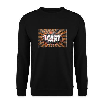 Scary Halloween Comic Stil Graffiti Schriftzug auf - Unisex Pullover - Schwarz - Vorne - Alina (178cm) & Michal (187cm)