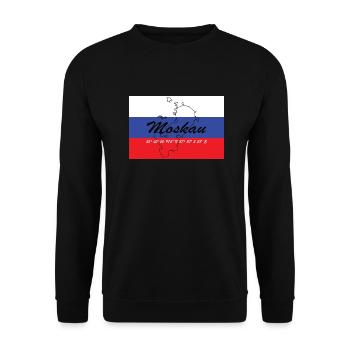 Moskau - Hauptstadt mit GPS & Flagge - Unisex Pullover - Schwarz - Vorne - Alina (178cm) & Michal (187cm)