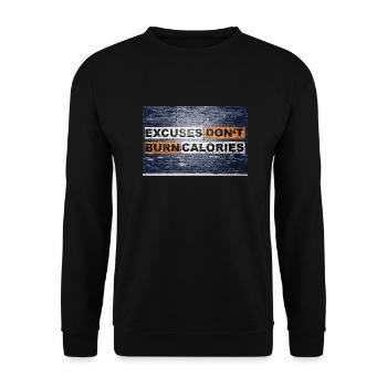 Les excuses ne brûlent pas de calories en disant lettrage - Sweat-shirt Unisexe - noir - Devant - Alina (178cm) & Michal (187cm)