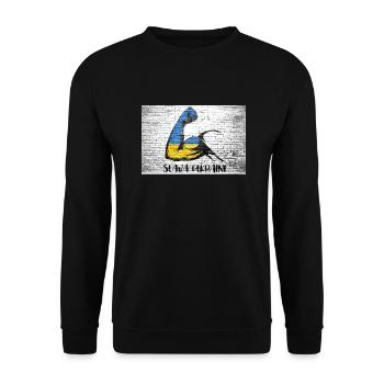 Slava Ukraini lettrage devise Ukraine muscles flexibles - Sweat-shirt Unisexe - noir - Devant - Alina (178cm) & Michal (187cm)
