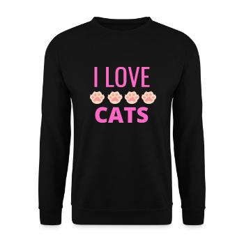 J'aime les chats -T-shirt original fun - Sweat-shirt Unisexe - noir - Devant - Alina (178cm) & Michal (187cm)