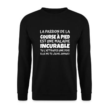 la passion de la course à pied - Sweat-shirt Unisexe - noir - Devant - Alina (178cm) & Michal (187cm)