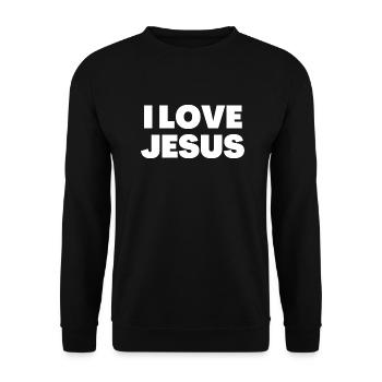 J’aime Jésus - Citations chrétiennes - Sweat-shirt Unisexe - noir - Devant - Alina (178cm) & Michal (187cm)