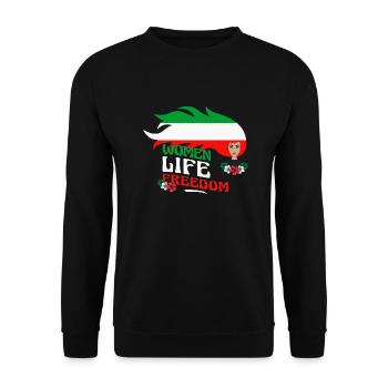 Cute Iranian Women - Women Life Freedom - Unisex Sweatshirt - black - Front - Alina (178cm) & Michal (187cm)