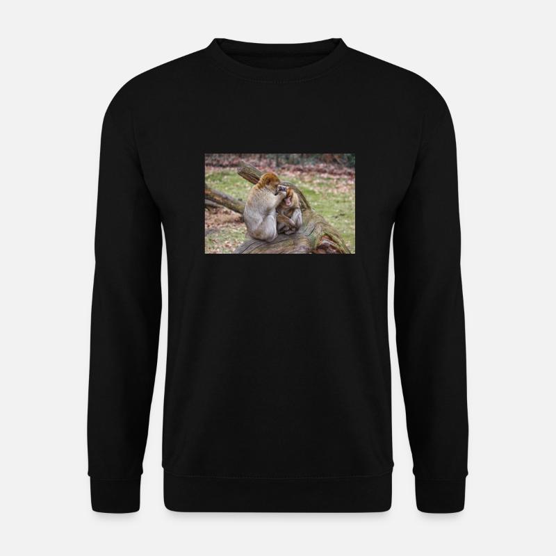 Berberaffen (Macaca sylvanus) - Unisex Pullover - Schwarz