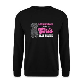Labradoodle Hund - Unisex Pullover - Schwarz - Vorne - Alina (178cm) & Michal (187cm)