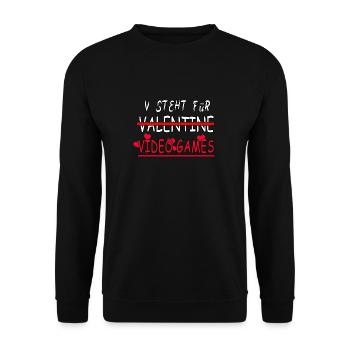 V Steht Für Video Games! - Unisex Pullover - Schwarz - Vorne - Alina (178cm) & Michal (187cm)