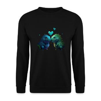 Dino Donosaur Sweet T-rex Love - Unisex Sweatshirt - black - Front - Alina (178cm) & Michal (187cm)