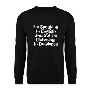 Ich spreche Englisch und Sie LIstening In - Unisex Pullover - Schwarz - Vorne - Alina (178cm) & Michal (187cm)
