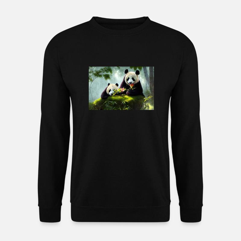 Pandas im Wald - Unisex Pullover - Schwarz