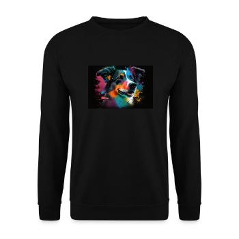 Hund Illustration farbig - Unisex Pullover - Schwarz - Vorne - Alina (178cm) & Michal (187cm)