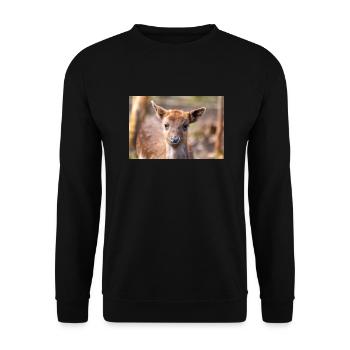 Fallow Deer (in german Damwild or Damhirsch) Dama - Unisex Sweatshirt - black - Front - Alina (178cm) & Michal (187cm)