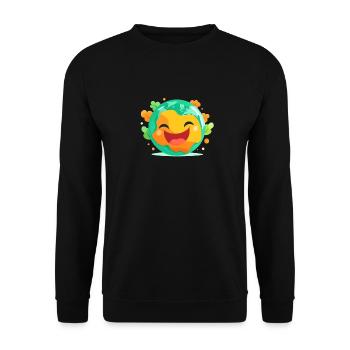 Fröhliche Erde lacht Umwelt Grün Klima - Unisex Pullover - Schwarz - Vorne - Alina (178cm) & Michal (187cm)