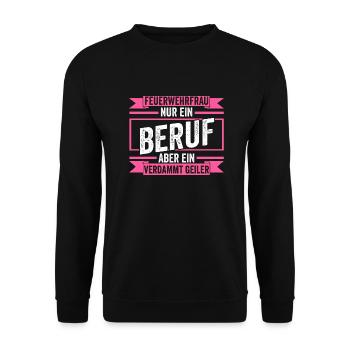 Feuerwehr Feuerwehrfrau - Unisex Pullover - Schwarz - Vorne - Alina (178cm) & Michal (187cm)