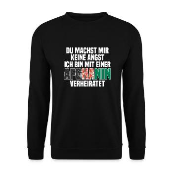 Du machst mir Keine Angst ich bin mit einer Afghan - Unisex Pullover - Schwarz - Vorne - Alina (178cm) & Michal (187cm)