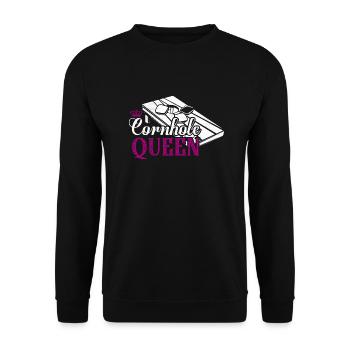 Cornhole Queen Bean Bag Toss Player - Unisex Sweatshirt - black - Front - Alina (178cm) & Michal (187cm)
