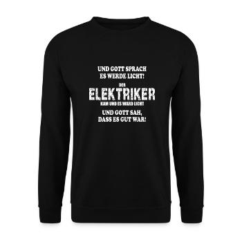 Lustiger Elektriker-Spruch - Unisex Pullover - Schwarz - Vorne - Alina (178cm) & Michal (187cm)