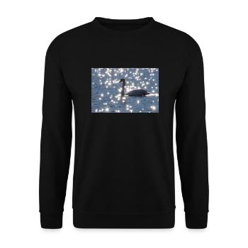 Swan with sun stars - Unisex Sweatshirt - black - Front - Alina (178cm) & Michal (187cm)