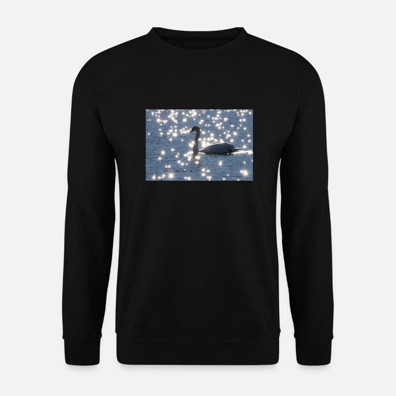 Schwan mit Sonnensternen - Unisex Pullover - Schwarz