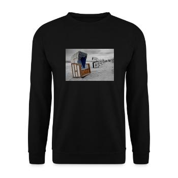 Chaise de plage au bord de la mer Baltique - Sweat-shirt Unisexe - noir - Devant - Alina (178cm) & Michal (187cm)