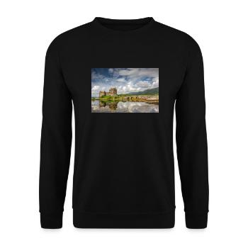 Schottland Eilean Donan Castle - Unisex Pullover - Schwarz - Vorne - Alina (178cm) & Michal (187cm)