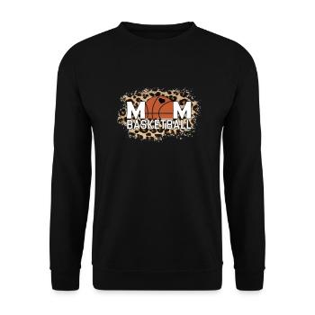 Basketball-Mutter-Leopard-Muttertag - Unisex Pullover - Schwarz - Vorne - Alina (178cm) & Michal (187cm)