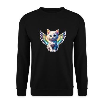 Cat with Wings - Unisex Sweatshirt - black - Front - Alina (178cm) & Michal (187cm)