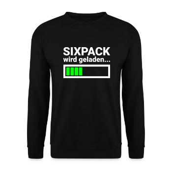 Sixpack wird geladen Lustiges Fitness Shirt - Unisex Pullover - Schwarz - Vorne - Alina (178cm) & Michal (187cm)