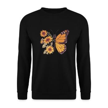 Butterfly Sunflowers - Unisex Sweatshirt - black - Front - Alina (178cm) & Michal (187cm)
