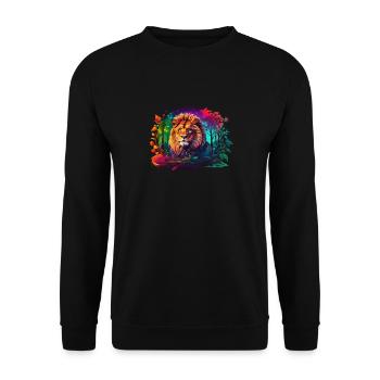 Farbvolles Logo von einem magischen Wald - Unisex Pullover - Schwarz - Vorne - Alina (178cm) & Michal (187cm)