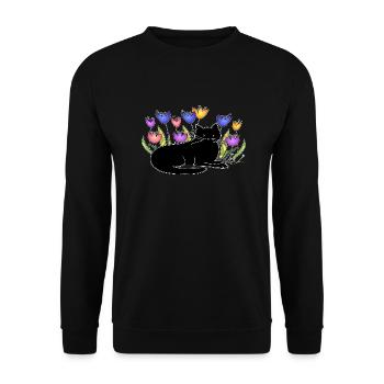 Cat - Unisex Sweatshirt - black - Front - Alina (178cm) & Michal (187cm)