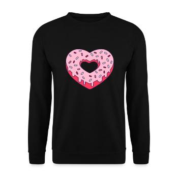 Herz Donut - Unisex Pullover - Schwarz - Vorne - Alina (178cm) & Michal (187cm)
