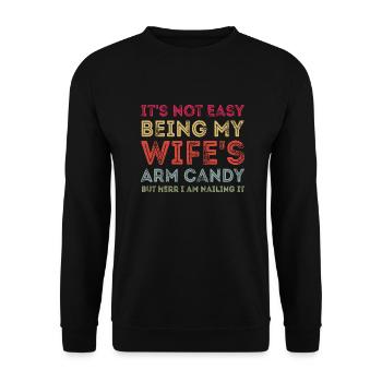 Ce n’est pas facile d’être le bras de ma femme Bonbons rétro - Sweat-shirt Unisexe - noir - Devant - Alina (178cm) & Michal (187cm)